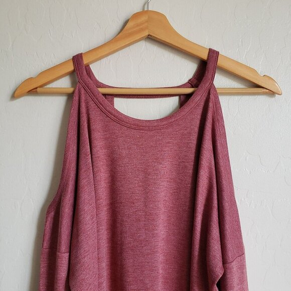 Pink Rose Cold Shoulder Long Sleeve Top Soft Knit Keyhole Back Women's Large NEW - Picture 3 of 10